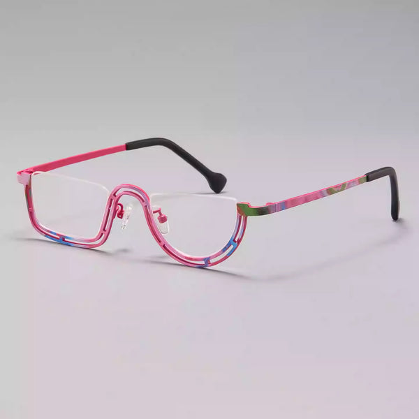 Pure Titanium Square Half Rim Eyeglasses Frame - CM185898