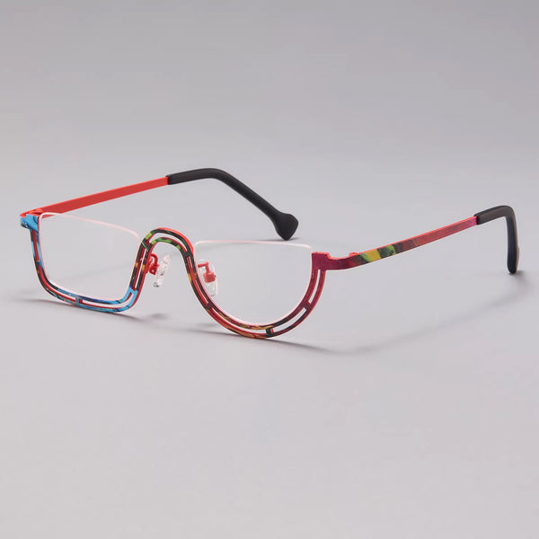 Pure Titanium Square Half Rim Eyeglasses Frame - CM185898