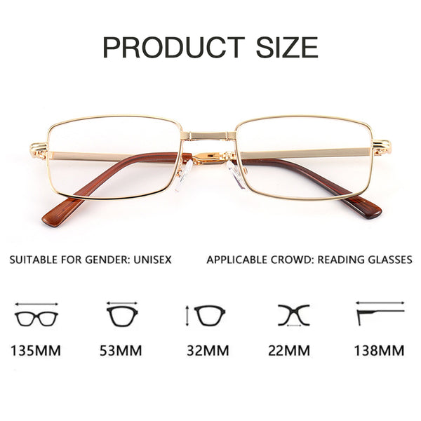 Natural Crystal Stone Clear Real Glass Lens Titanium Folding Reading Glasses (FREE BOX) - CML1058