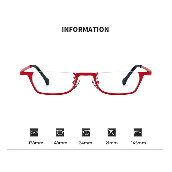 Pure Titanium Square Half Rim Eyeglasses Frame - CM185851