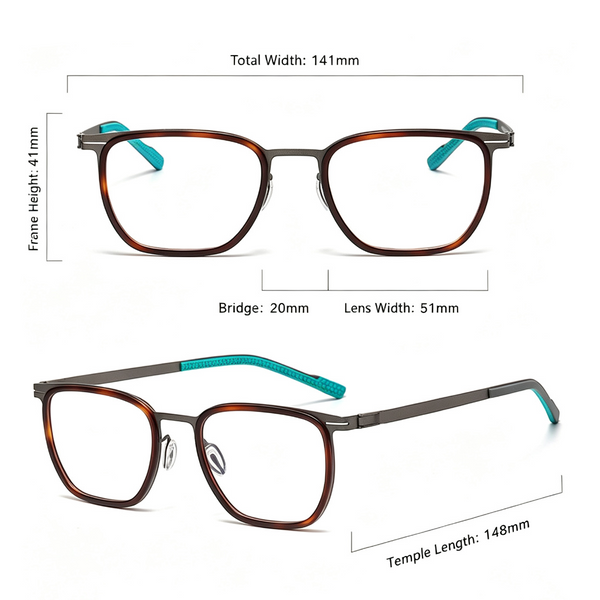 Moxley Retro Rectangle Titanium Business Glasses Frame