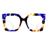 Square Blue Floral Eyeglasses