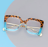 Square Blue Floral Eyeglasses