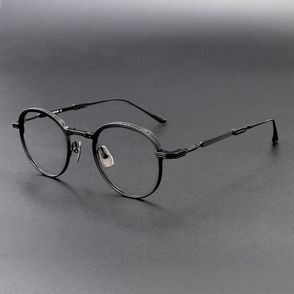Ngo Vintage Round Titanium Foldable Eyeglasses Frame