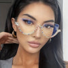 WOMEN'S CAT EYE RHINESTONE DECORATION HALF FRAME PRESBYOPIA GLASSES