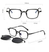 Chez Square Titanium Glasses Frame With Magnetic Sunglasses Clips