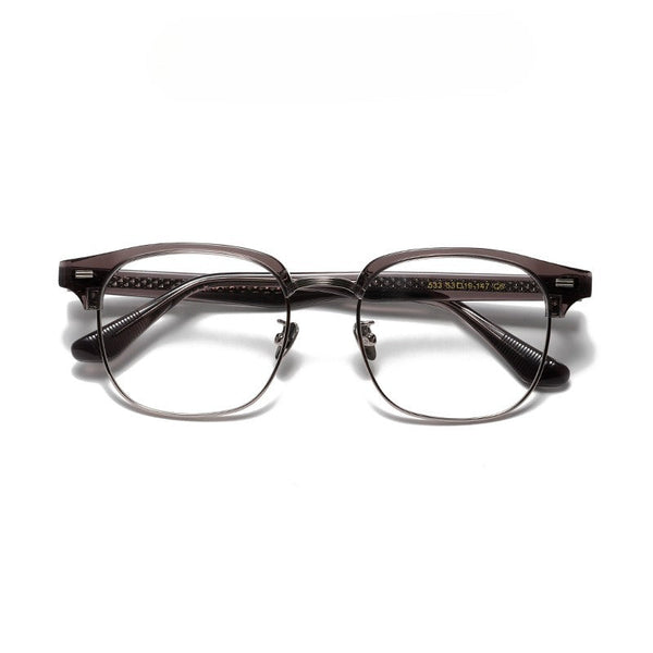 Zino Retro Rectangle Titanium Browline Glasses Frame