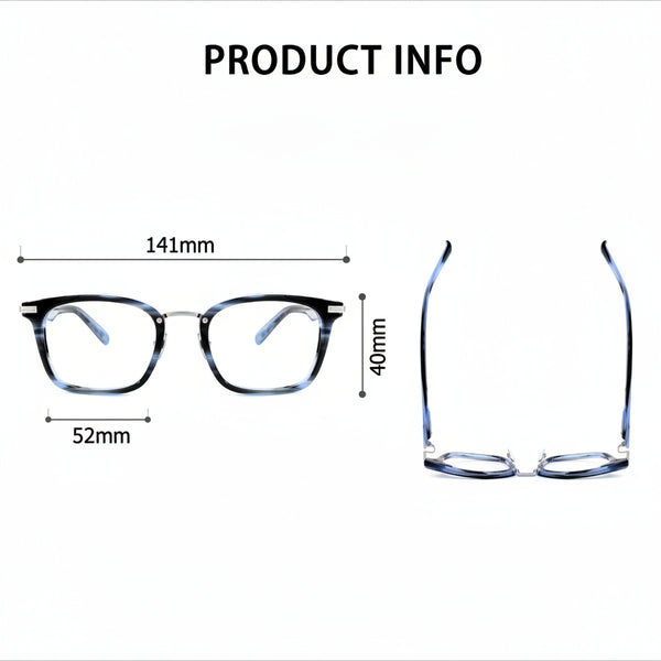 Kropp Retro Rectangle Acetate Eyeglasses Frame