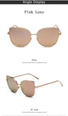 Cat Eye Sunglasses Women Vintage Fashion Metal Frame Clear Lens Sun Glasses Unique Flat Ladies Eyewear UV400 R058