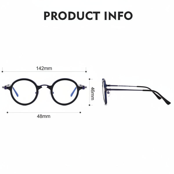 Harlow Pure Titanium Acetate Vintage Round Glasses Frames