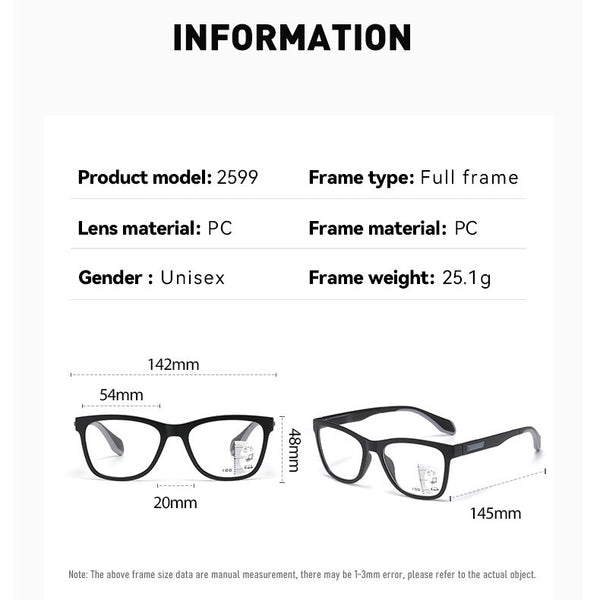 Ultra-Light Multifocal Photochromic Progressive Anti-Blue Light Reading Glasses-CML2599