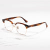 Zino Retro Rectangle Titanium Browline Glasses Frame