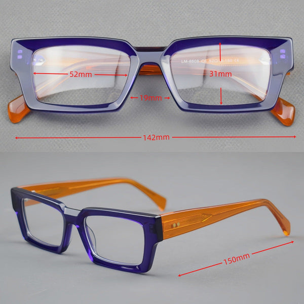 Piller Retro Rectangle Acetate Glasses Frame