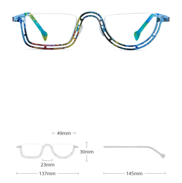 Pure Titanium Square Half Rim Eyeglasses Frame - CM185898