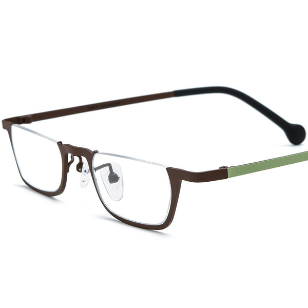 Pure Titanium Square Half Rim Eyeglasses Frame - CM185851