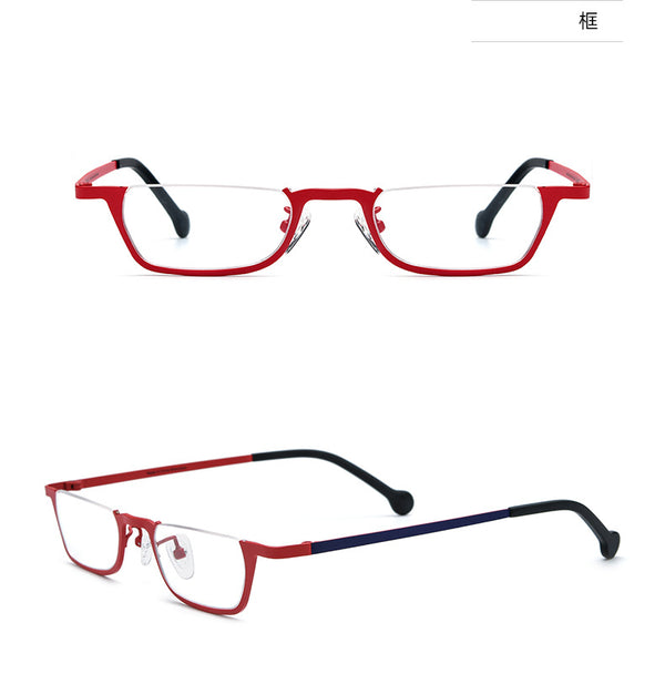 Pure Titanium Square Half Rim Eyeglasses Frame - CM185851