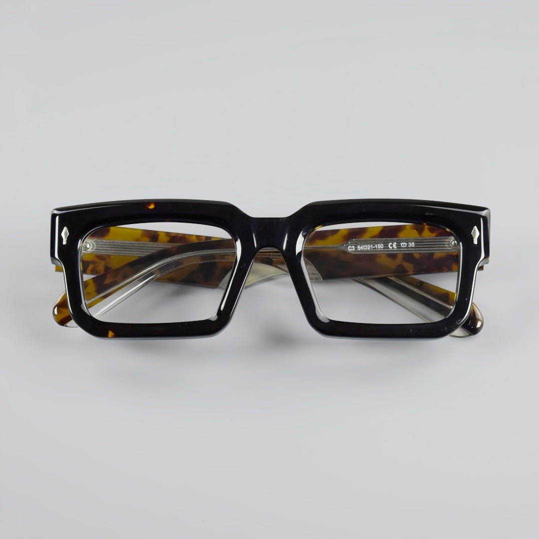 Monk Retro Rectangle Acetate Glasses Frame – Charmoo