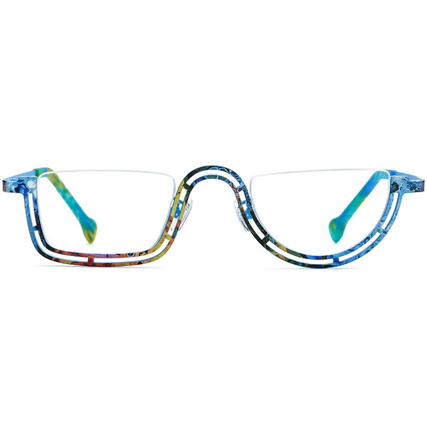 Pure Titanium Square Half Rim Eyeglasses Frame - CM185898