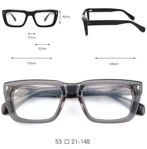 Sutton Retro Rectangle Acetate Glasses Frame