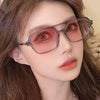 Retro Double Bridges WomenFashion Pink Gradient Eyewear Trending Hollow Leopard Blue Sun Glasses Men Shades