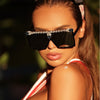 Fashion Oversized Punk Sunglasses Women Men Square Diamond Sun Glasses Lady Luxury Brand Designer Rhinestone Eyeglasses UV400