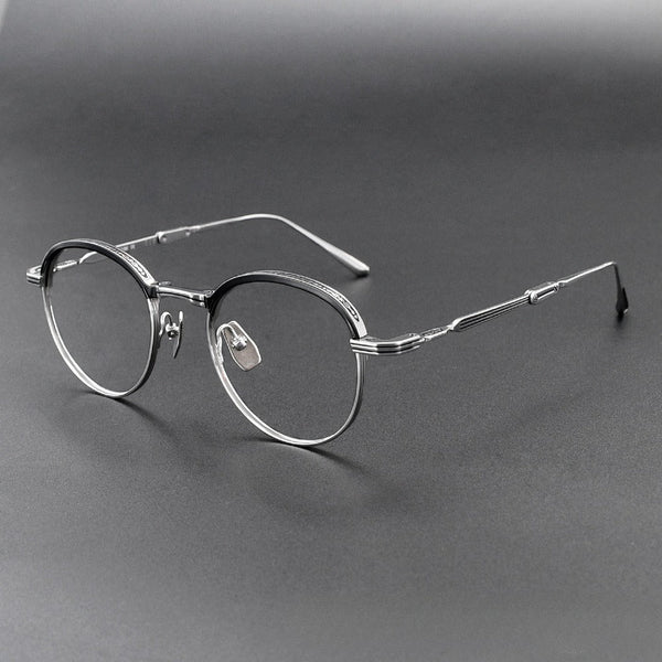 Ngo Vintage Round Titanium Foldable Eyeglasses Frame