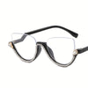 WOMEN'S CAT EYE RHINESTONE DECORATION HALF FRAME PRESBYOPIA GLASSES