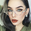 WOMEN'S CAT EYE RHINESTONE DECORATION HALF FRAME PRESBYOPIA GLASSES