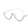 WOMEN'S CAT EYE RHINESTONE DECORATION HALF FRAME PRESBYOPIA GLASSES