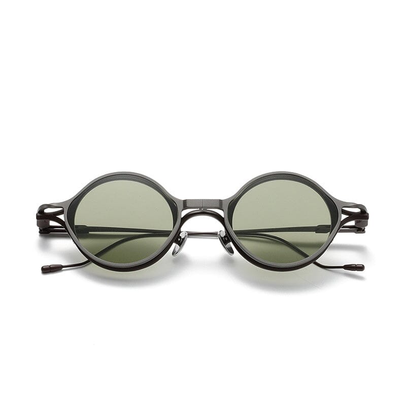 Zoba Round Titanium Glasses Frame With Magnetic Sunglasses Clips – Charmoo