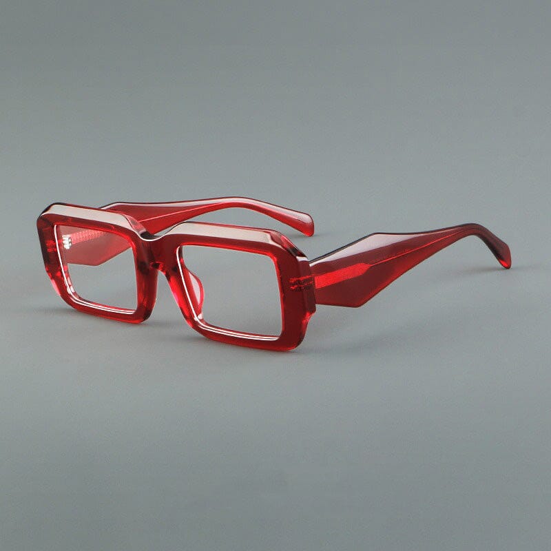 Red Retro Ragtangle Tolson Retro Rectangle Acetate Glasses Frame – Charmoo