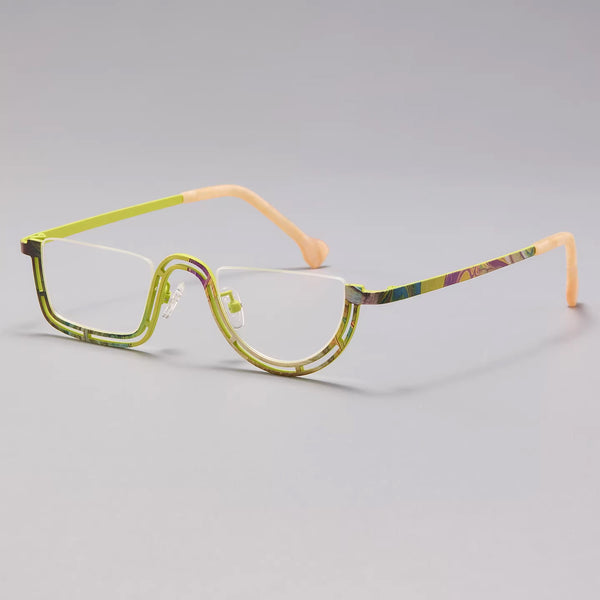 Pure Titanium Square Half Rim Eyeglasses Frame - CM185898